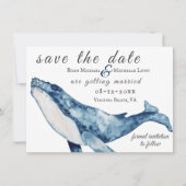 Wasserfarbe Humpback Whale Nautical Beach Hochzeit Save The Date (Vorderseite)