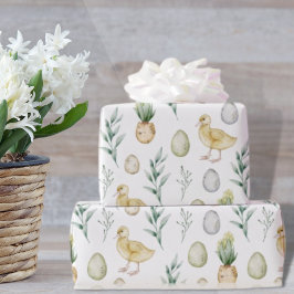 Wasserfarbe Hyacinth Hühner Eier Vintag Ostern Geschenkpapier