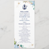 Wasserfarbe Hydrangea Anchor Beach Hochzeit Programm (Vorderseite)