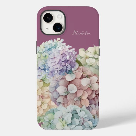 Wasserfarbe Hydrangea Antikes Fuchsia Personalisie Case-Mate iPhone Hülle (Rückseite)
