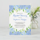 Wasserfarbe Hydrangea Blauer Brautparty Einladung (Stehend Vorderseite)