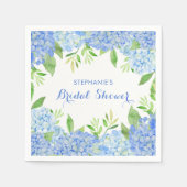 Wasserfarbe Hydrangea Blauer Brautparty Serviette (Vorderseite)