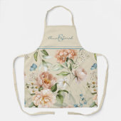 Wasserfarbe Hydrangea Peonies Anfangsname Schürze (Vorderseite)