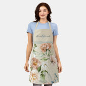 Wasserfarbe Hydrangea Peonies Anfangsname Schürze (Getragen)