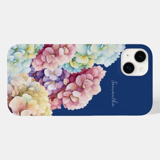 Wasserfarbe Hydrangea Personalisiert Blue Case-Mate iPhone Hülle (Rückseite (Horizontal))