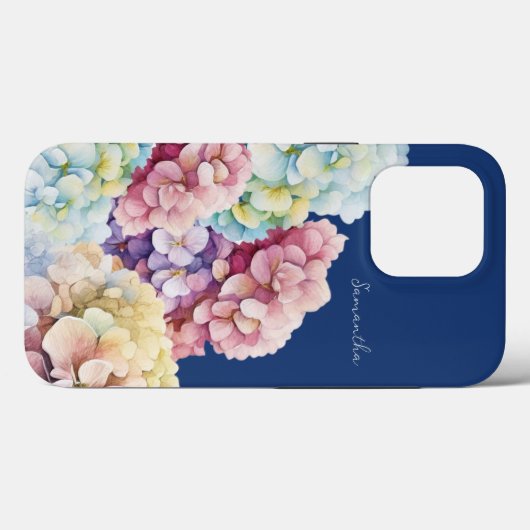 Wasserfarbe Hydrangea Personalisiert Blue Case-Mate iPhone Hülle (Rückseite (Horizontal))