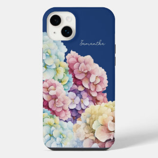 Wasserfarbe Hydrangea Personalisiert Blue iPhone 14 Plus Hülle