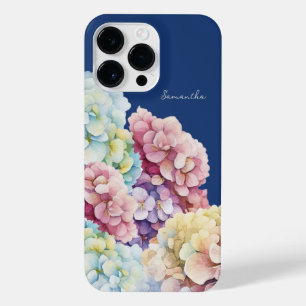 Wasserfarbe Hydrangea Personalisiert Blue iPhone 14 Pro Max Hülle