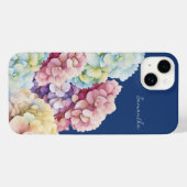 Wasserfarbe Hydrangea Personalisiert Blue iPhone Hülle (Rückseite (Horizontal))