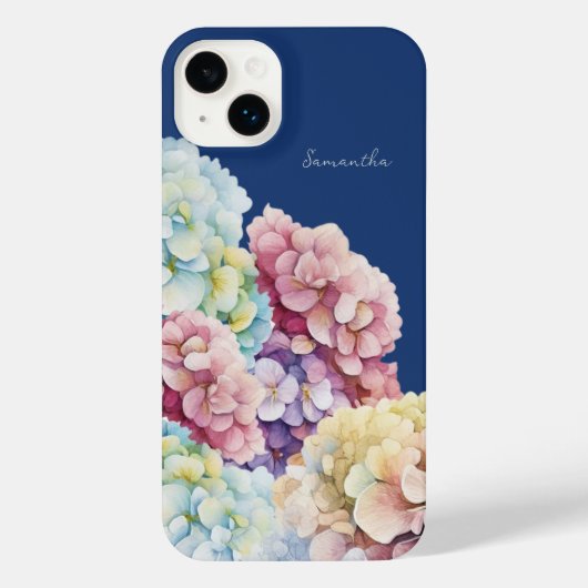 Wasserfarbe Hydrangea Personalisiert Blue iPhone Hülle (Rückseite)