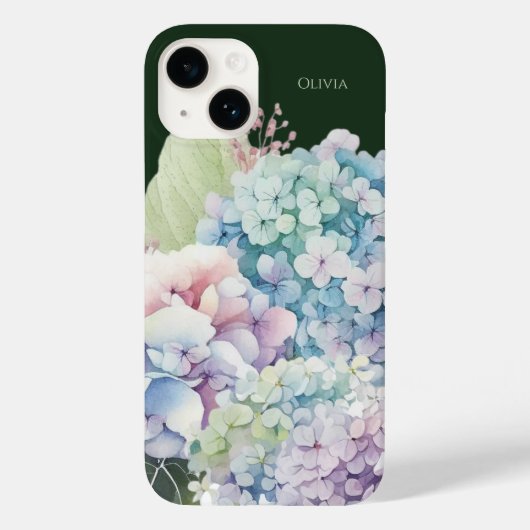 Wasserfarbe Hydrangea Personalisiert grün Case-Mate iPhone Hülle (Rückseite)