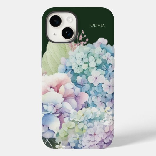 Wasserfarbe Hydrangea Personalisiert grün Case-Mate iPhone Hülle (Rückseite)