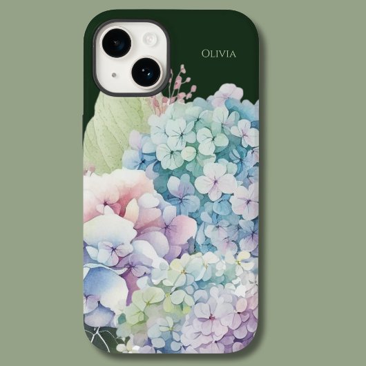 Wasserfarbe Hydrangea Personalisiert grün Case-Mate iPhone Hülle