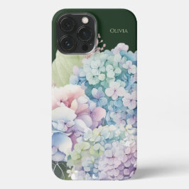 Wasserfarbe Hydrangea Personalisiert grün iPhone 13 Pro Max Hülle