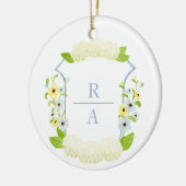 Wasserfarbe Hydrangea Wappen Flaschenaufkleber Keramik Ornament (Links)