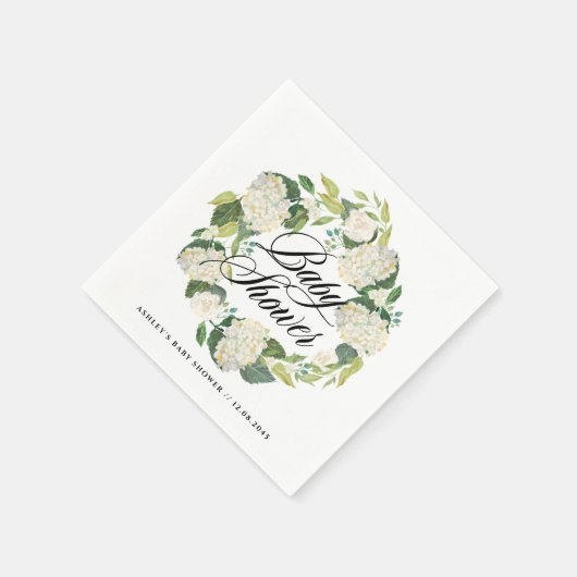 Wasserfarbe Hydrangea Wreath Babydusche Serviette (Ecke)