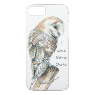 Wasserfarbe "I Liebe Barn Owls" Vogelkunst iPhone 8/7 Hülle
