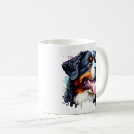 Wasserfarbe I Liebe Mein Berner Hund Kaffeetasse (VorderseiteRechts)