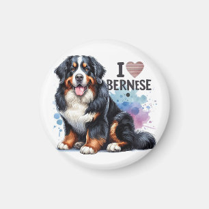Wasserfarbe I Liebe Mein Berner Hund Magnet