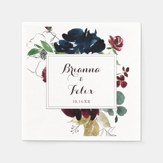 Wasserfarbe Illustriert Fall Blumenhochzeit Napkin Serviette (Vorderseite)