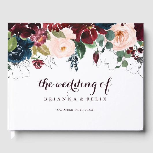 Wasserfarbe Illustriert Fall Blumenzehen Gästebuch (Vorderseite)