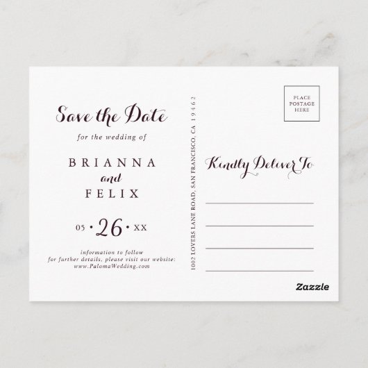 Wasserfarbe Illustriert Horizontal Save the Date Postkarte (Rückseite)