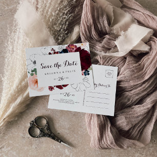 Wasserfarbe Illustriert Horizontal Save the Date Postkarte