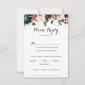 Wasserfarbe Illustrierte Hochzeitmenü UAWG RSVP Karte (Vorderseite)