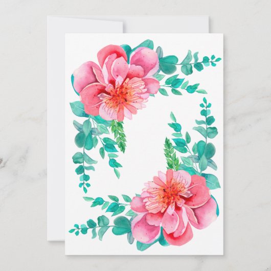 Wasserfarbe im blühenden Grünen Brautparty Einladung (Rückseite)