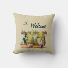 Wasserfarbe im Freien Waldtiere Kissen