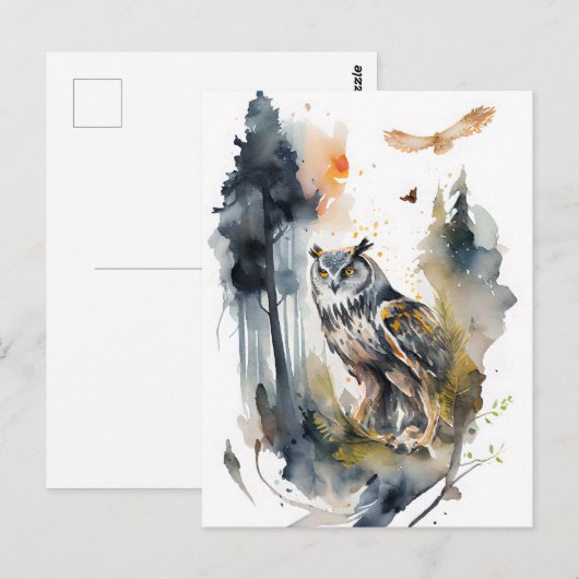 Wasserfarbe im Wald Postkarte (Vorne/Hinten)