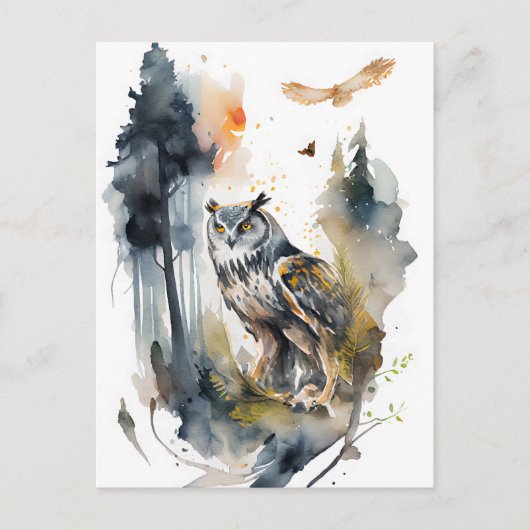 Wasserfarbe im Wald Postkarte (Vorderseite)