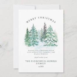Wasserfarbe immergrüne Wälder Frohe Weihnachten