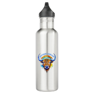 Wasserfarbe Indianerische Bison-Adresse Edelstahlflasche