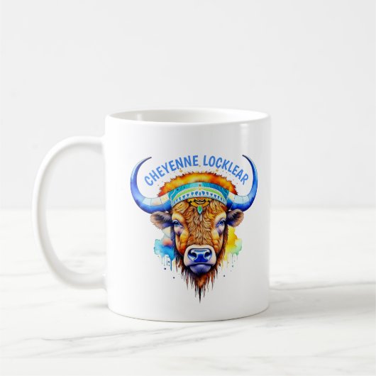 Wasserfarbe Indianerische Bison-Adresse Kaffeetasse (Links)
