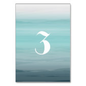 Wasserfarbe Inspiriert Aquamarin Ombre Wedding Tischnummer (Vorderseite)