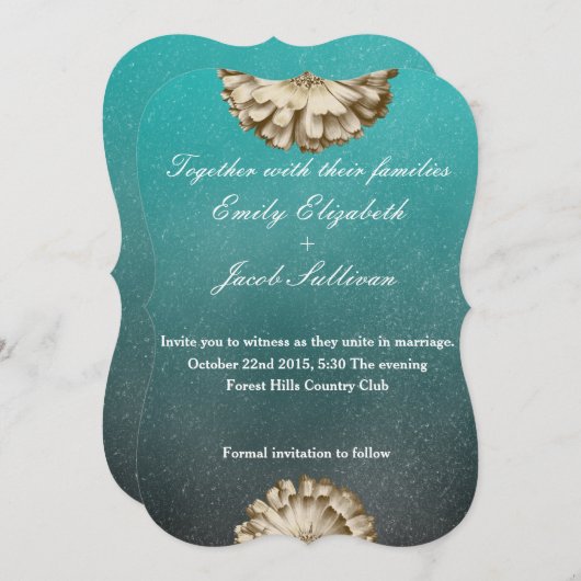 Wasserfarbe Inspiriert Hochzeit Goldenes Abendesse Save The Date (Vorne/Hinten)