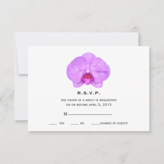 Wasserfarbe Inspiriert Orchid Wedding RSVP Karte (Vorderseite)