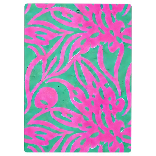 Wasserfarbe Inspiriert Rosa Aqua Damask Klemmbrett (Rückseite)