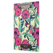 Wasserfarbe Inspiriert Rosa + Grüne botanische Blü Klemmbrett (Links)