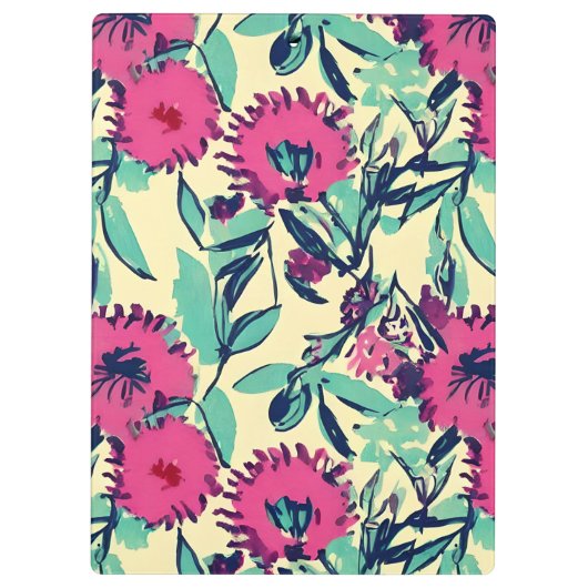 Wasserfarbe Inspiriert Rosa + Grüne botanische Blü Klemmbrett (Rückseite)