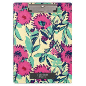 Wasserfarbe Inspiriert Rosa + Grüne botanische Blü Klemmbrett (Vorderseite)