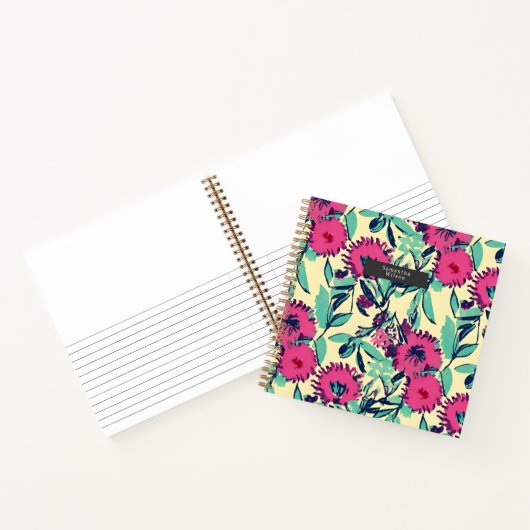 Wasserfarbe Inspiriert Rosa + Grüne botanische Blü Notizblock (Innenseite)