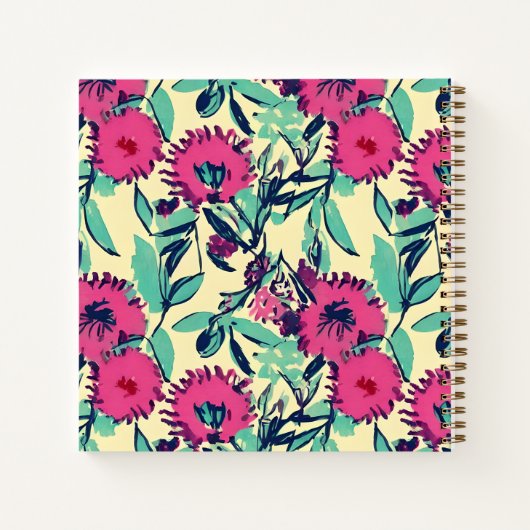 Wasserfarbe Inspiriert Rosa + Grüne botanische Blü Notizblock (Rückseite)