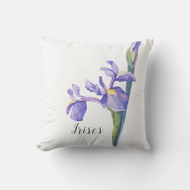 Wasserfarbe Iris floral Kissen (Vorderseite)
