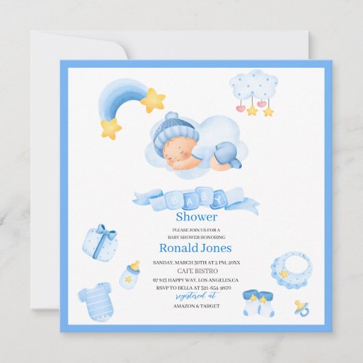 Wasserfarbe ist Boho Kinderzimmer Baby Showe Einladung (Vorderseite)