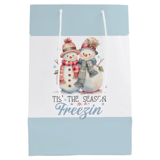 Wasserfarbe ist die Jahreszeit zum Einfrieren Mittlere Geschenktüte (Rückseite)