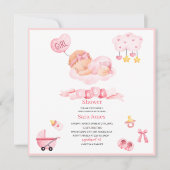 Wasserfarbe ist Mädchen Boho Kinderzimmer Babydusc Einladung (Vorderseite)