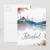 Wasserfarbe Istanbul Postkarte (Vorne/Hinten)
