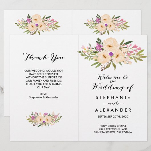 Wasserfarbe Ivory Bouquet Anemones (Vorne/Hinten)